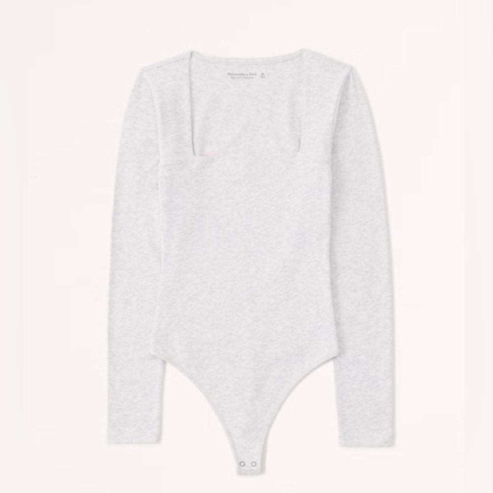 Abercrombie & Fitch Square Neck Bodysuit Light Grey Size XL